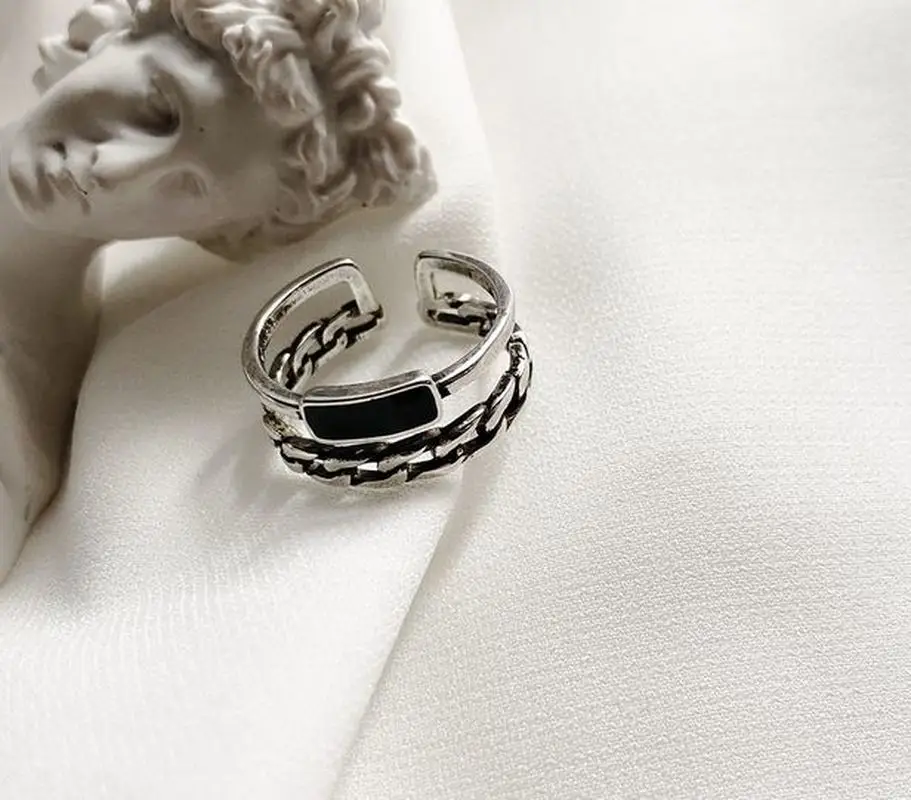 Кольцо из тайского серебра S925 пробы открытое в японском и корейском стиле|Кольца|