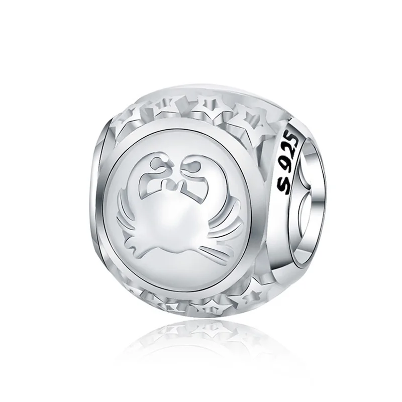 

925 Sterling Silver Diy Women 12 Constellation Beads Cancer Shape For Women Pandora Bracelets & Bangles Jewelry