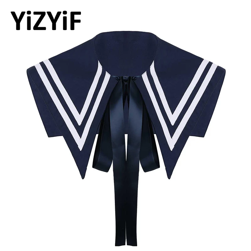 2020 Japanese Style Navy Sailor Collar For Women Bow Lace-up False Fake Cute Clothing Accessories Detachable |