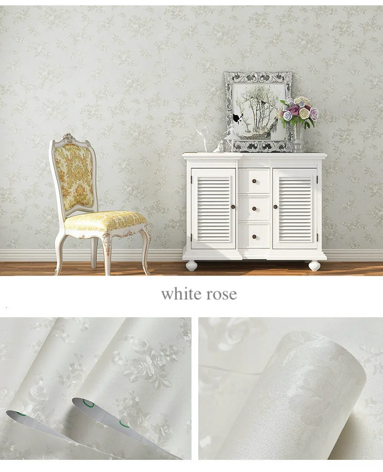 

Embossed leaf and floral blue pink yellow white water proof vinyl wallpaper self adhesive bedroom living room wall renovation 1m