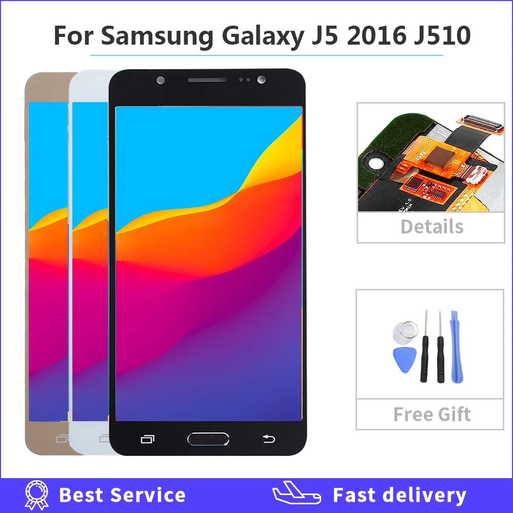 Регулируемая яркость ЖК дисплей для Samsung Galaxy J5 2016 2017 J530 J510 J500 сенсорный экран