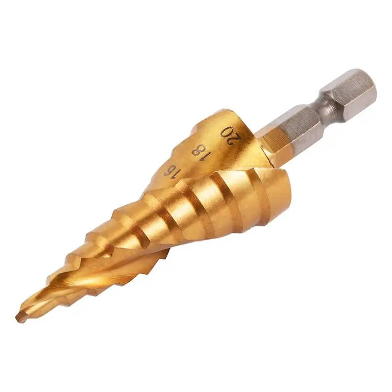 Большой 4-20 мм HSS шаг конус сверла набор с титановым покрытием отверстие резак 1/4