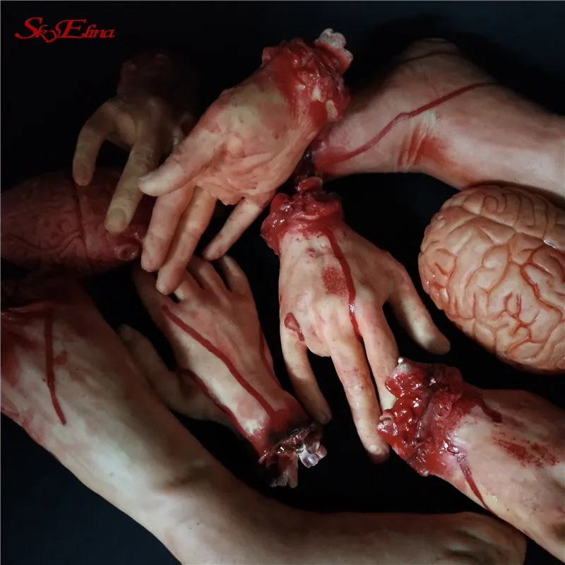 Кровавая рука страшное украшение для вечевечерние страшная поддельная палец