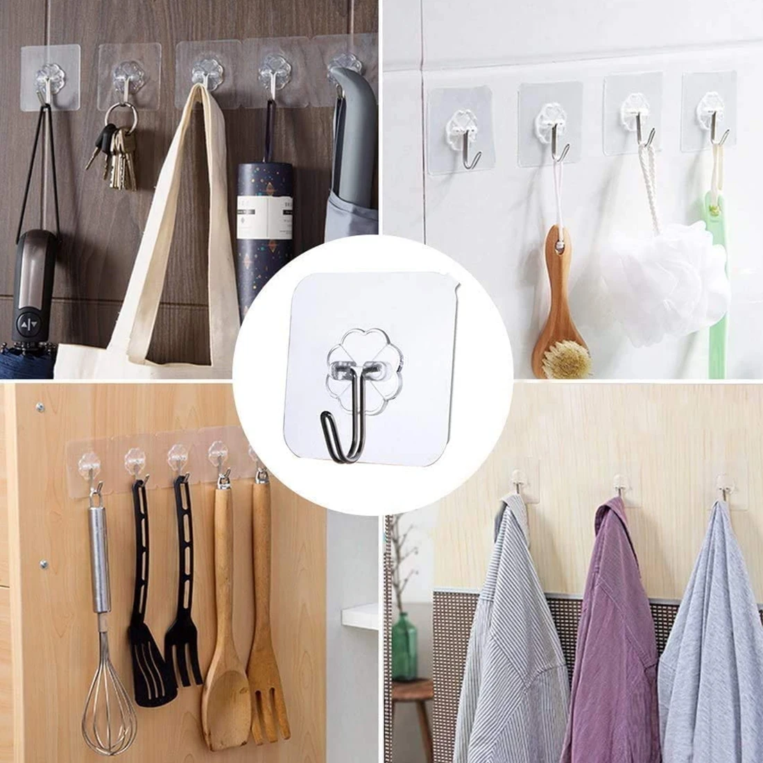 

Wall Hooks Strong Transparent Suction Cup Sucker Hanger Kitchen Bathroom Multi Use Adhesive Hook Door Traceless Organizer
