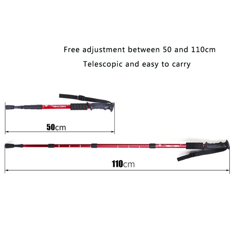 2PCS Walking Trekking Pole Adjustable Telescopic Hiking Stick AntiShock Non-slip Ultralight Outdoor Camping Travel Alpinism | Спорт и