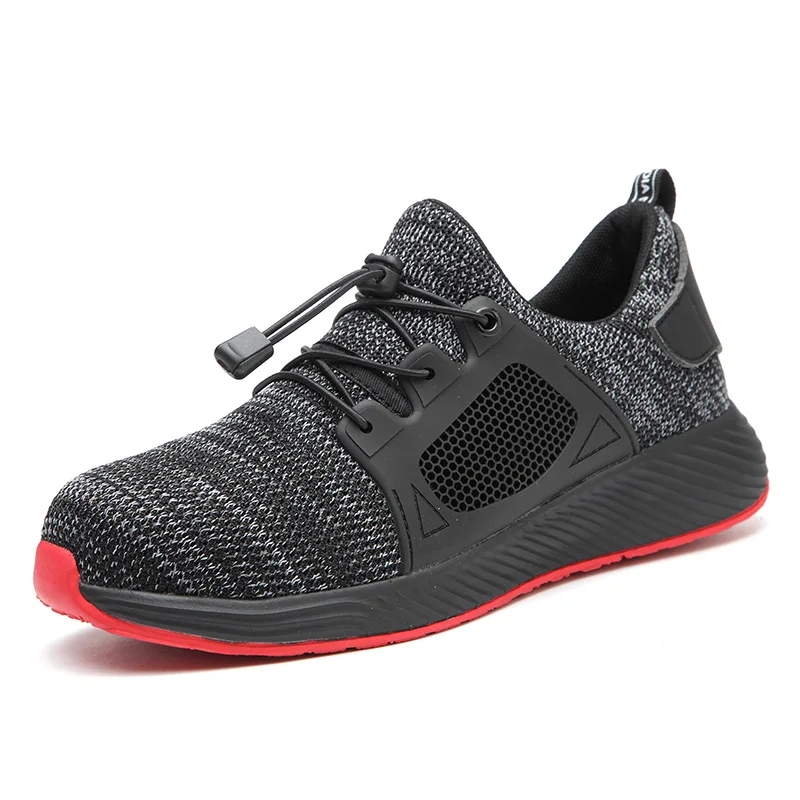 Black safety shoes Новая рабочая обувь со стальной вставкой на носке; Мужская Рабочая обувь кроссовки безопасности светильник вес удобная мужская обувь; зимняя обувь; дышащая Уличная обувь; сезон ROXDIA брендовые RXM168 - Цвет: Black safety shoes