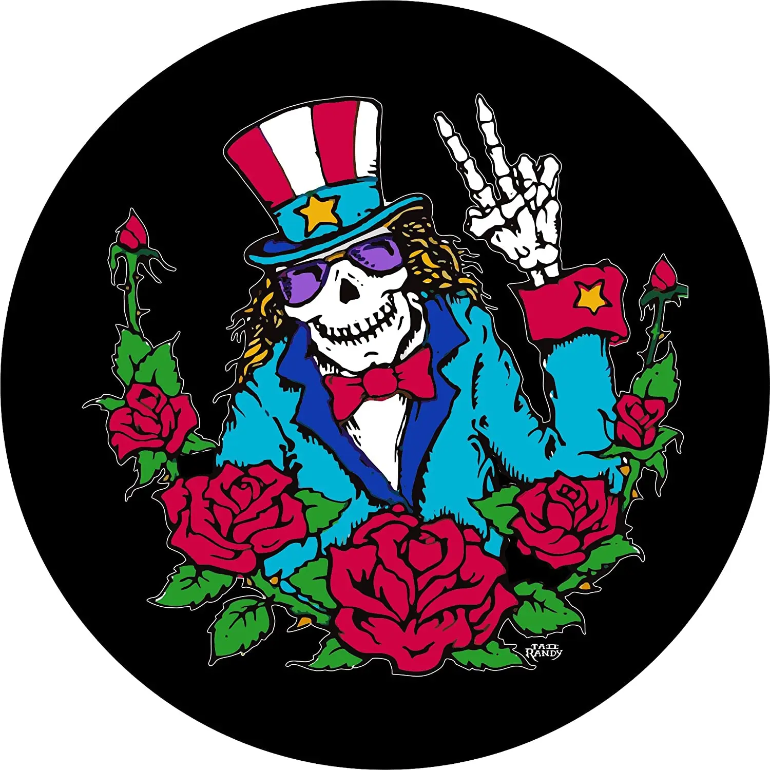 

TIIE Cover Central Grateful Sam Patriotic Skeleton Spare Tire Cover (Select tire Size/Back up Camera Opening in MENU) Sizes