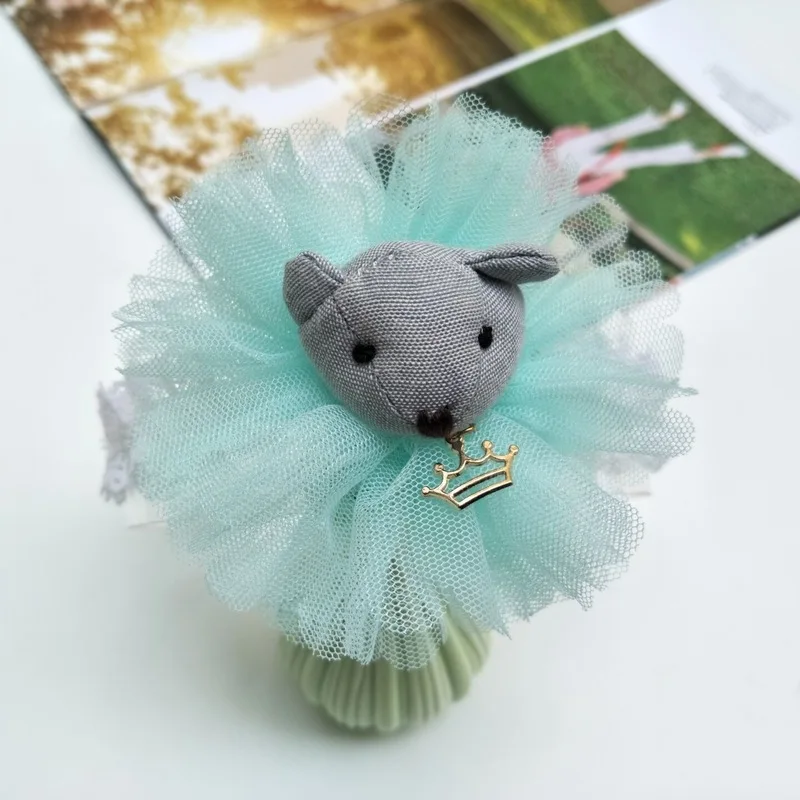 Сетчатый шифоновый цветочный ободок для маленьких девочек детский с медведем