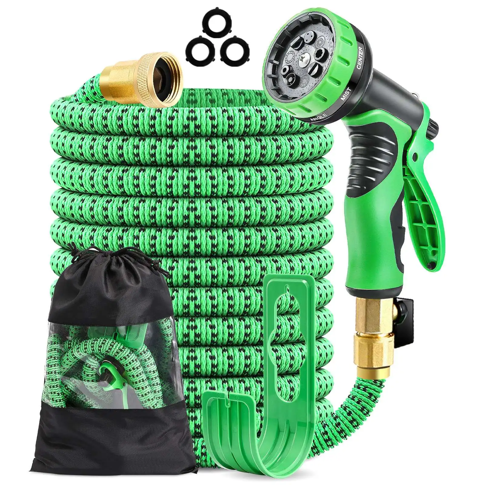 

50Ft Garden Hoses Pipe Upgraded Double Latex Retractable Pipe High Pressure Car Wash Hose With Spray Gun Garden Watering