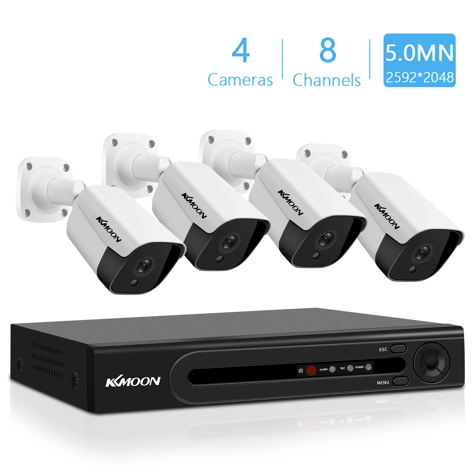 

5MP Security Camera System 8 Channel DVR +4PCS 5MP Super HD Indoor Outdoor Waterproof CCTV Surveillance Cameras Night Vision