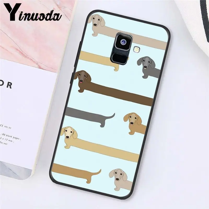 Yinuoda мультфильм Животные собаки таксы, чехол для телефона для samsung Galaxy A7 A50 A70 A20 A30 A40 A8 A6Plus A8Plus A9
