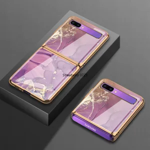 luxury plating tempered glass for samsung galaxy z flip 5g case shockproof protector for samsung z flip 5g z mobile phone case free global shipping