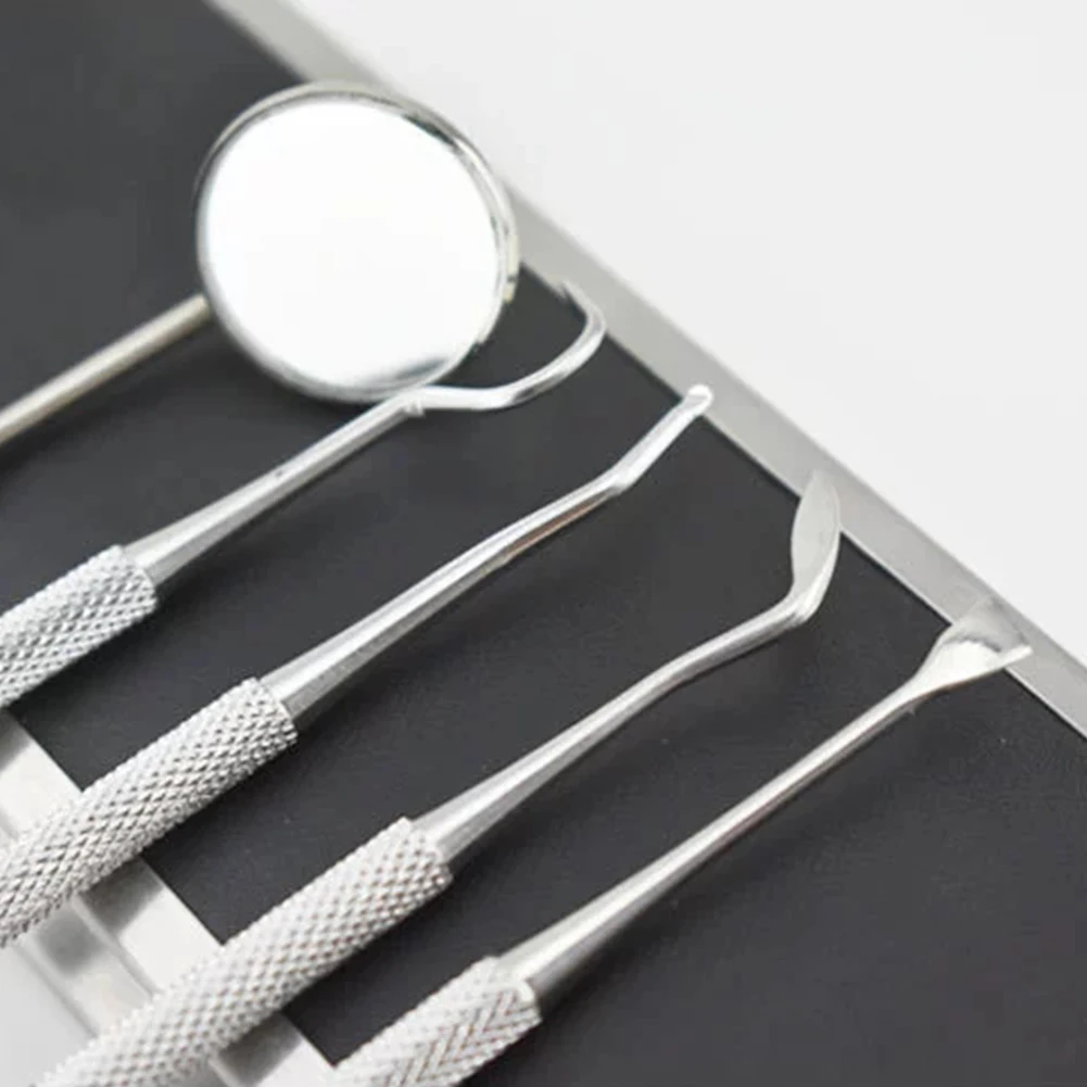 

6pcs Stainless Steel Dental Tool Set Mirror Tartar Scaler Remover Mirror Oral Care Kits Teeth Whitening Cleaner Set