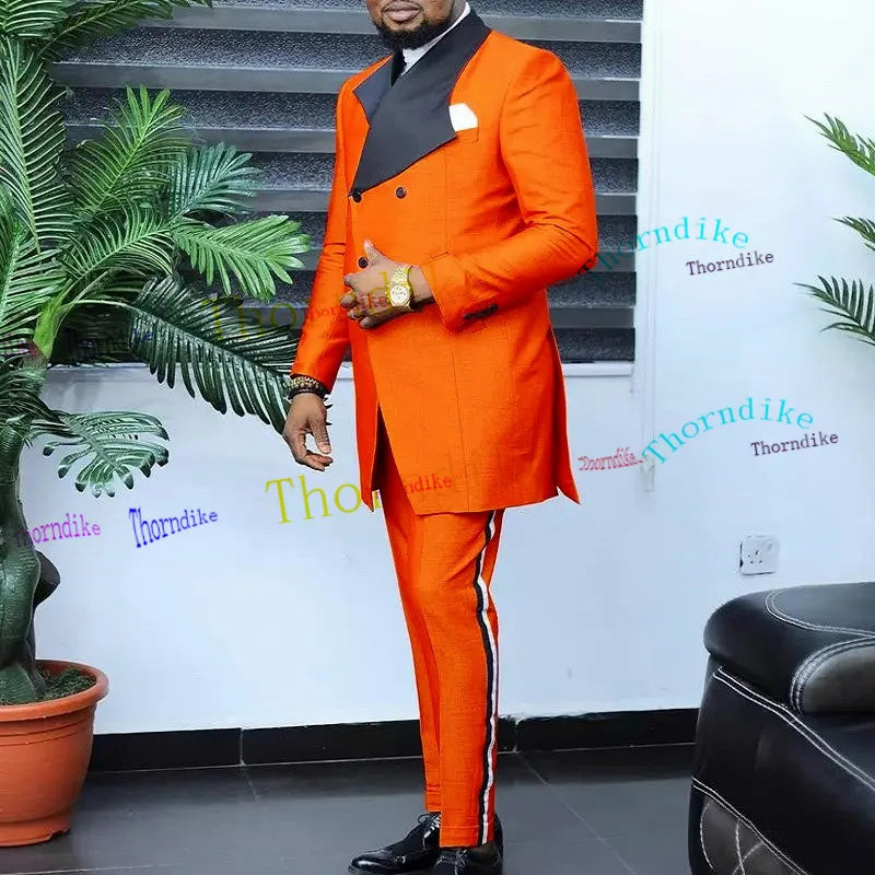 Мужской костюм с двойным рядом пуговиц пиджак и брюки