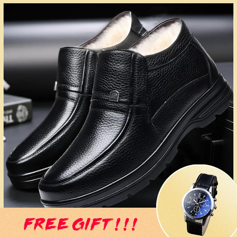 36 ~ 48 натуральная шерсть зимние ботинки мужские теплые удобные кожаные #