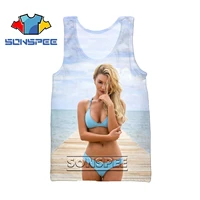 sonspee 3d sexy bikini print vest leisure sports beach swimming temptation semi naked model goddess fashion trend mens clothing