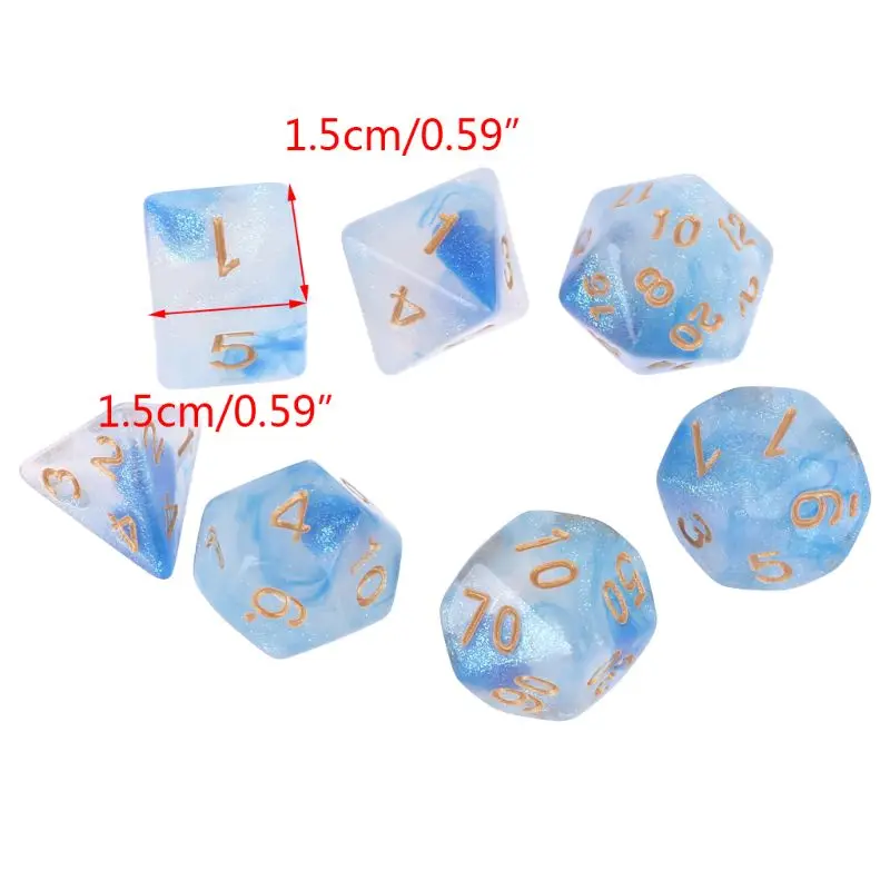 

7pcs D20 Polyhedral Dice Glitter Double Colors 20 Sided Dices Table Board Game for Bar Pub Club Party