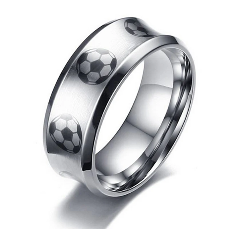 8 мм кольцо из нержавеющей стали для женщин и мужчин с футбольным узором Anillos