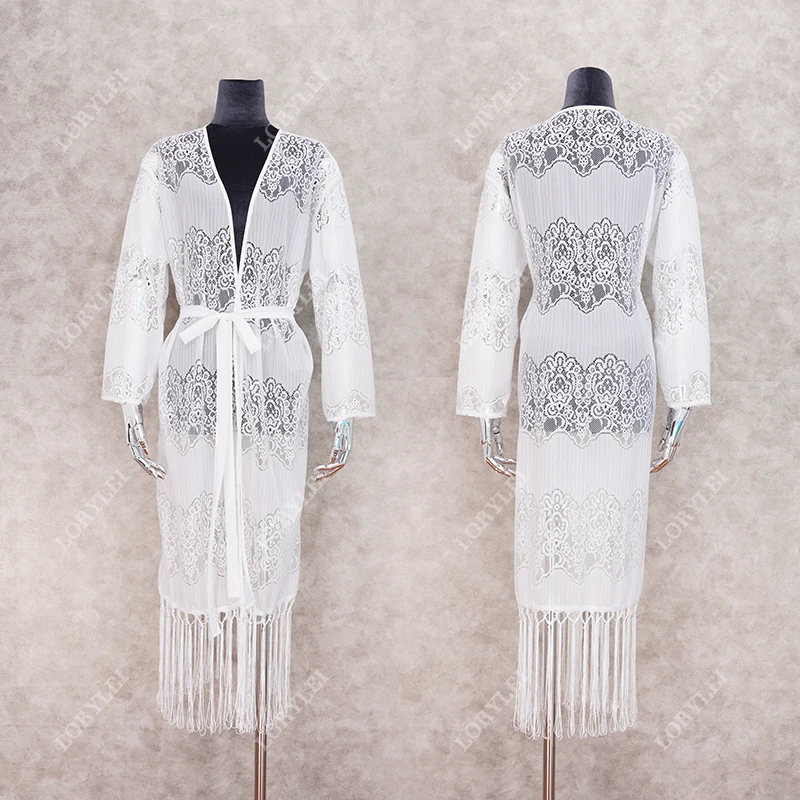 2020 сексуальное прозрачное белое кружевное длинное кимоно кардиган размера плюс