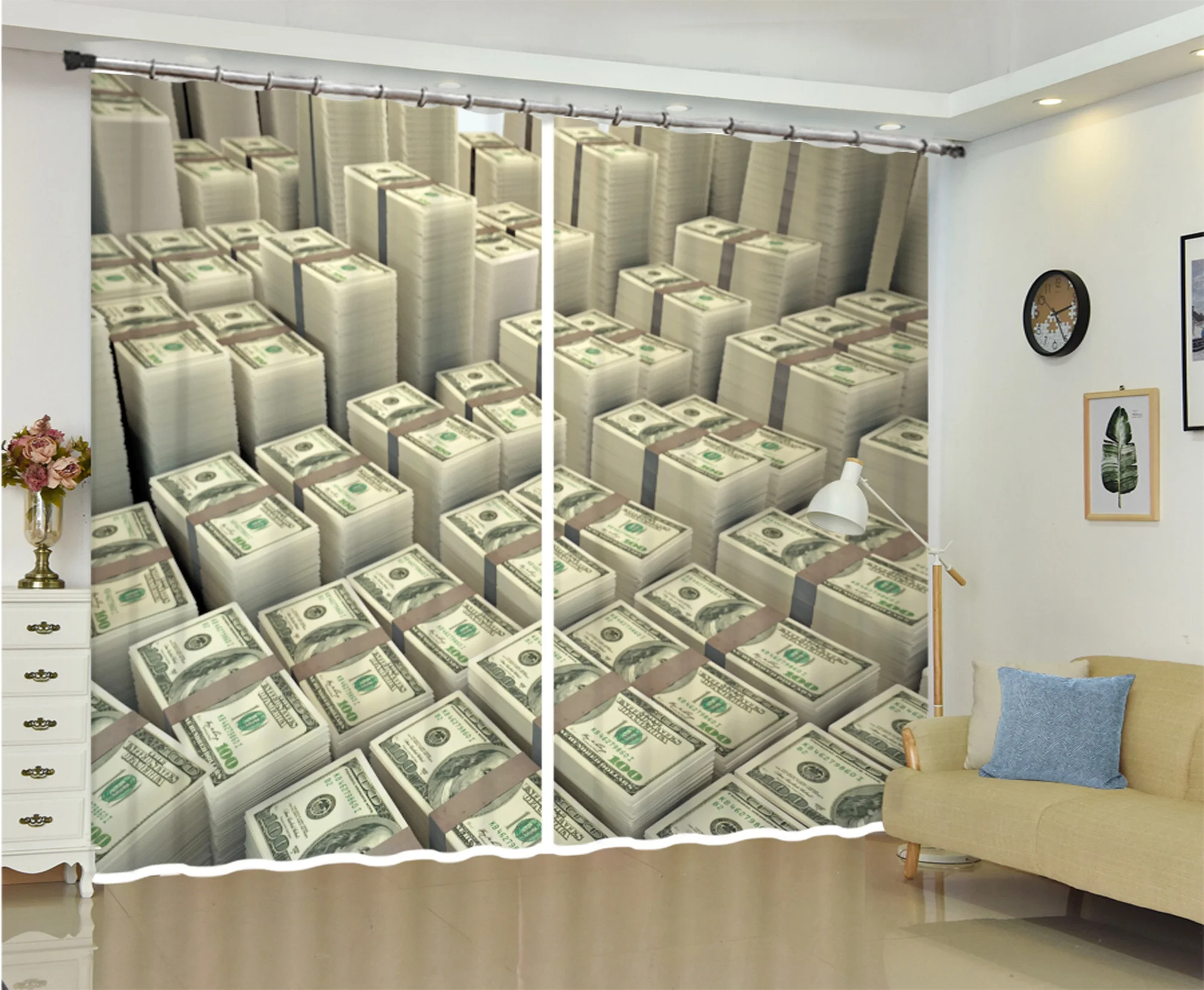 Различные фотографии денег Креативные 3D занавески для гостиной современные