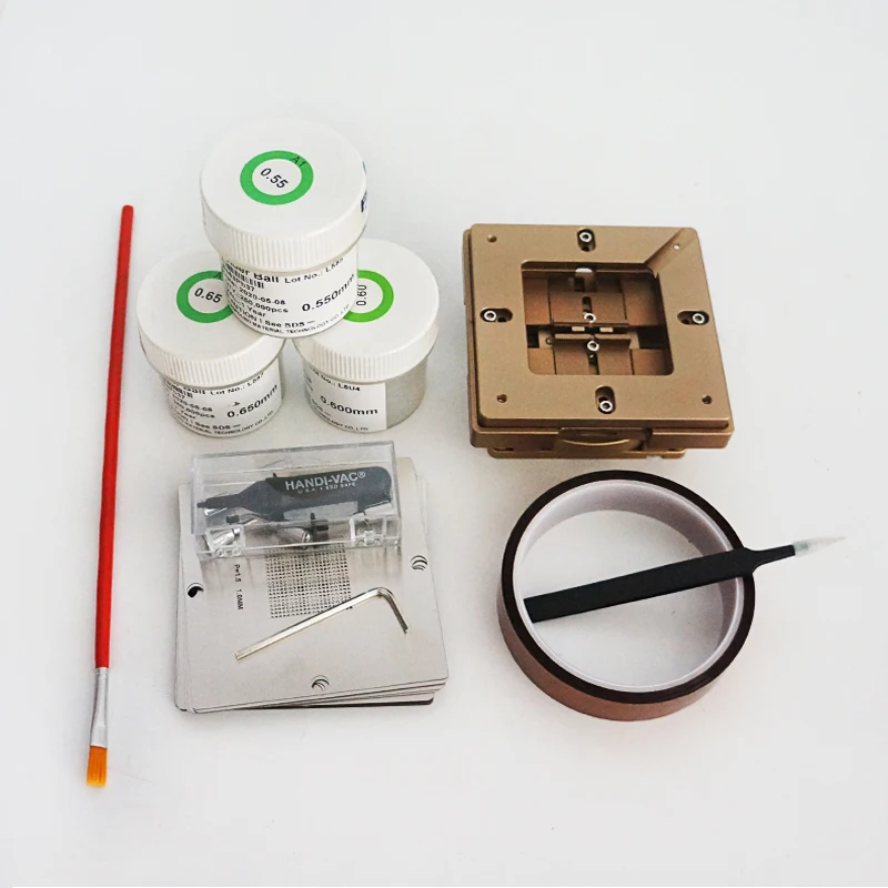 

80MM 90MM universal 29pcs BGA Reballing Stencils Kit jig 250K tin solder ball ESD tweezers Vacuum pen HANDI-VAC