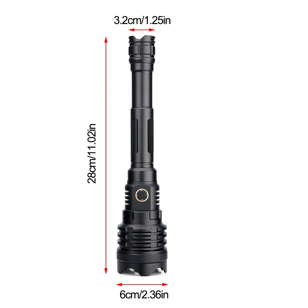 

SEASENXI Powerful Flashlight Torch USB Rechargeable Flashlight Hunting Camping Zoomable Lamp 6000 Lumens Super Bright Light