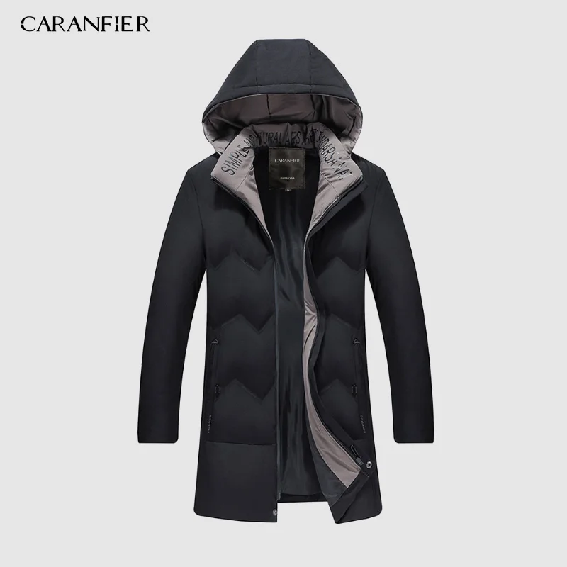 9806 Black CARANFIER/зимнее пальто, Мужская ветровка с меховым капюшоном, утепленная куртка, Мужская Уличная одежда в стиле хип-хоп, военные тренчи, длинная парка XXXL 4XL - Цвет: 9806 Black