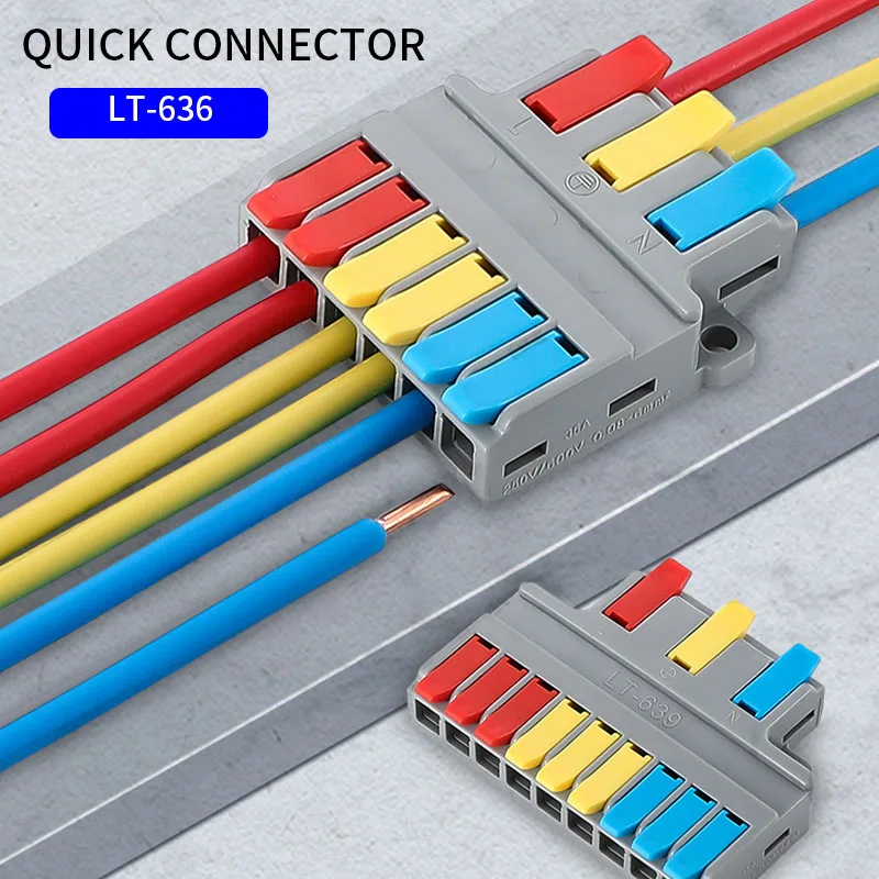 

Mini Quick electrical splitter Wire Cable Connector LT636 Universal Push-in SPLPCT 3 In 6 Fast Wiring home Compact Terminal LED