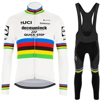 quick step winter sets world champion competitive edition outdoor thermal warm fleece jersey cycling bib culotte kit clothing