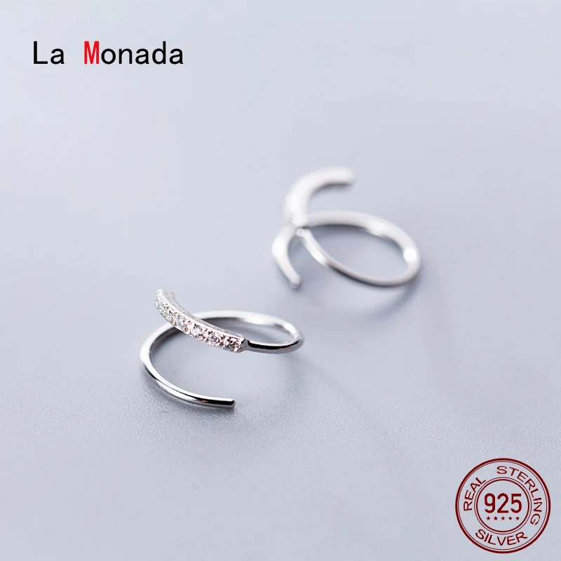 

Серьги-кольца La Monada женские, изящные серебряные серьги в минималистическом стиле с волнистыми серьги-кольца ювелирные изделия, 925 пробы, сер...