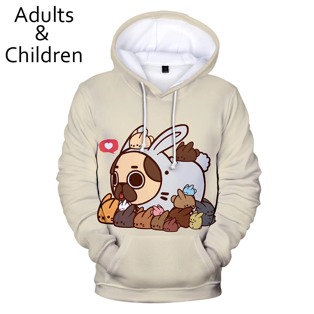 

3D Cute Pug Hoodies Men Women Sweatshirts Harajuku Kids Hoodie pullovers New Print 3D Pug Hooded Autumn boys girls streetwear
