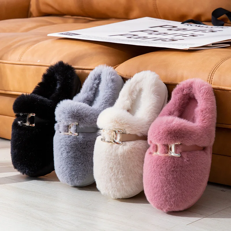 

Women's Home Soft Slippers EVA Cozy Memory Foam Warm Platform Shoes Non-Slip Skin-Friendly Plush Thicken Fur Slippers For Women