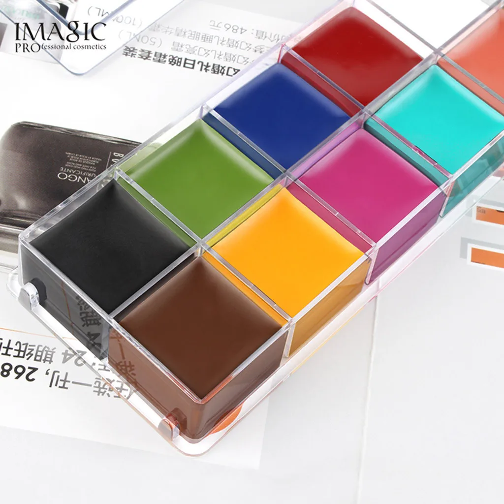 IMAGIC, 12 цветов, масляная краска для тела, краска для лица, пигмент для красоты, набор для макияжа, косметическая краска, коробка, вечерние, праздничные, макияж, дизайн