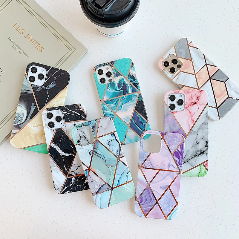 

Plating Marble Texture Phone Case For iPhone 11 12 11Pro Max XR XS Max X 7 8 Plus 11Pro 12 Shockproof Bumper Back Cover