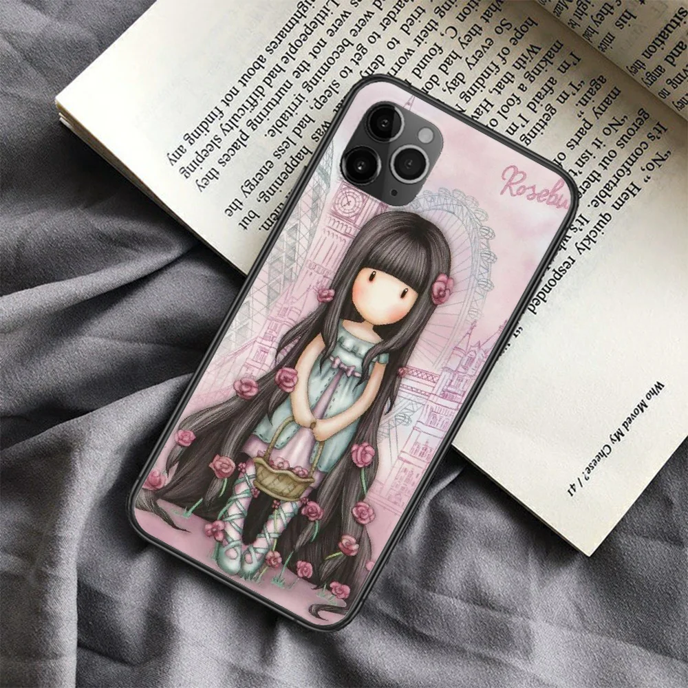 

Cartoon Lovely Santoro Gorjuss Phone Case For Iphone 4 4s 5 5S SE 5C 6 6S 7 8 Plus X XS XR 11 12 Mini Pro Max 2020 black Coque