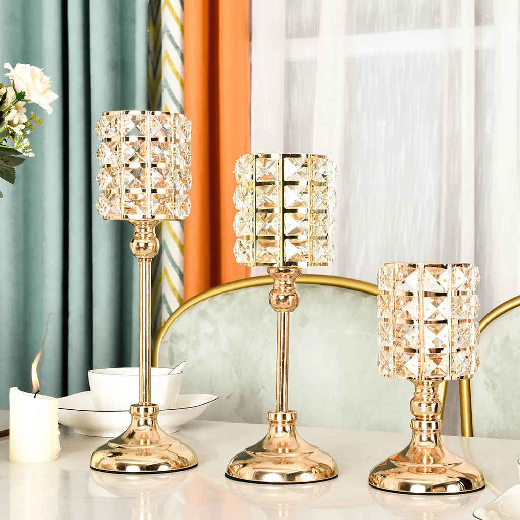 

Luxury Modern Candle Holders Crystal Tealight Golden Candle Holders Cute Candlestick Table Portavelas Home Decoration