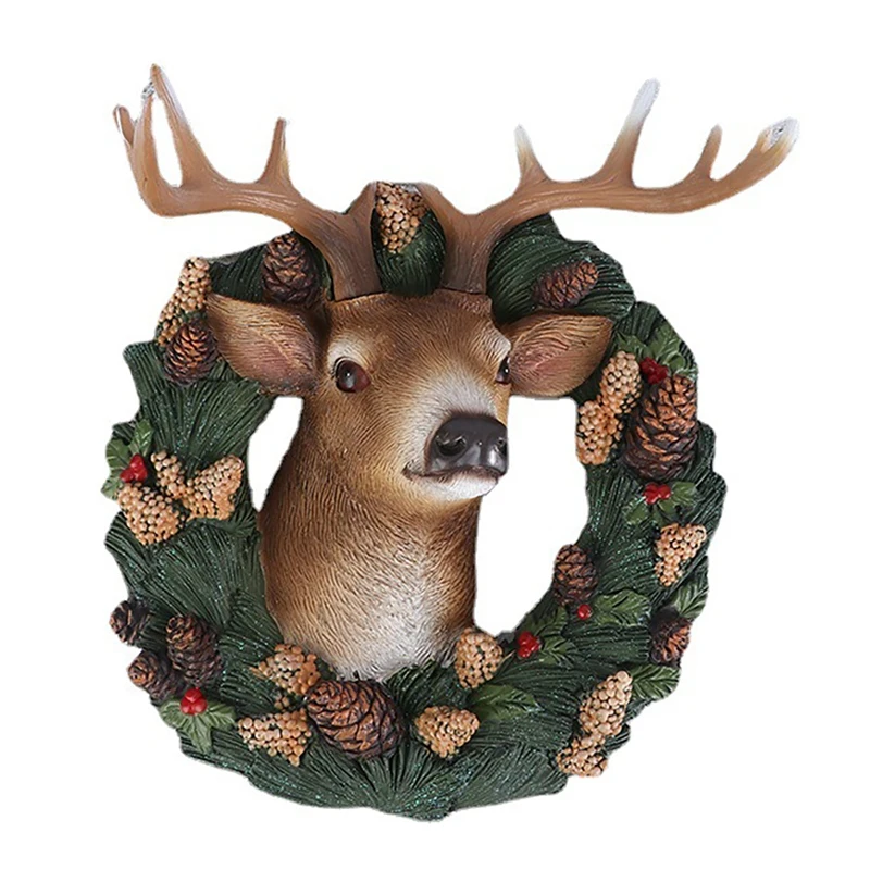

Artificial Christmas Wreath Deer Themed Christmas Outdoor Christmas Wreath for Indoor Outdoor Holiday Home Decoration