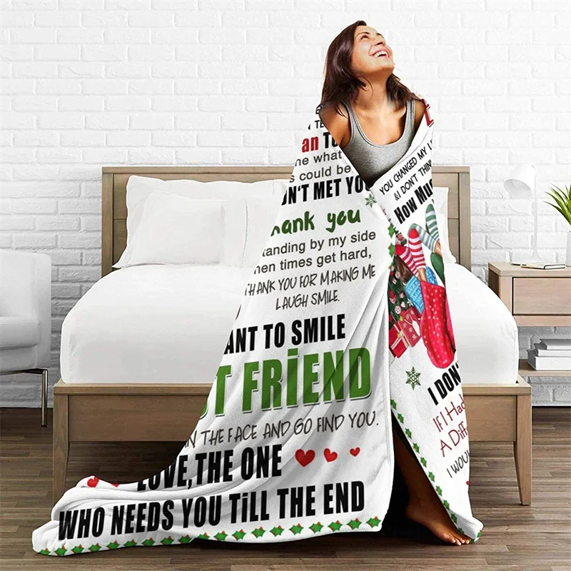 

To My Friend Soft Plush Gift Flannel Microfiber Fleece Bedspread Sherpa 3D-Printed Blanket Couch Bedroom Decorative