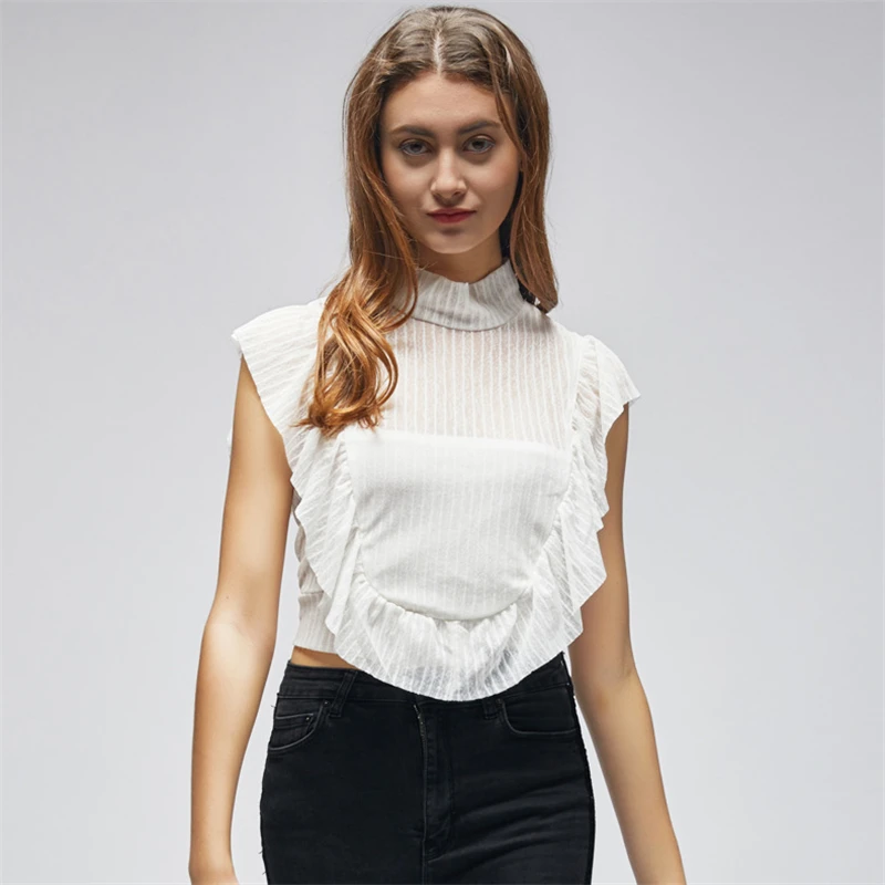 Европейская мода Женский Топ лето 2020 новинка маленький с высоким воротником