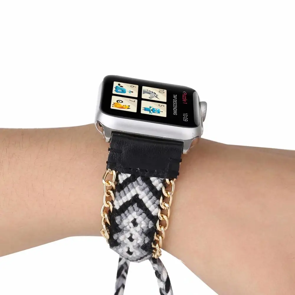 Плетеный спортивный ремешок в богемном стиле для apple watch band 44 мм 40 браслет iwatch series 1