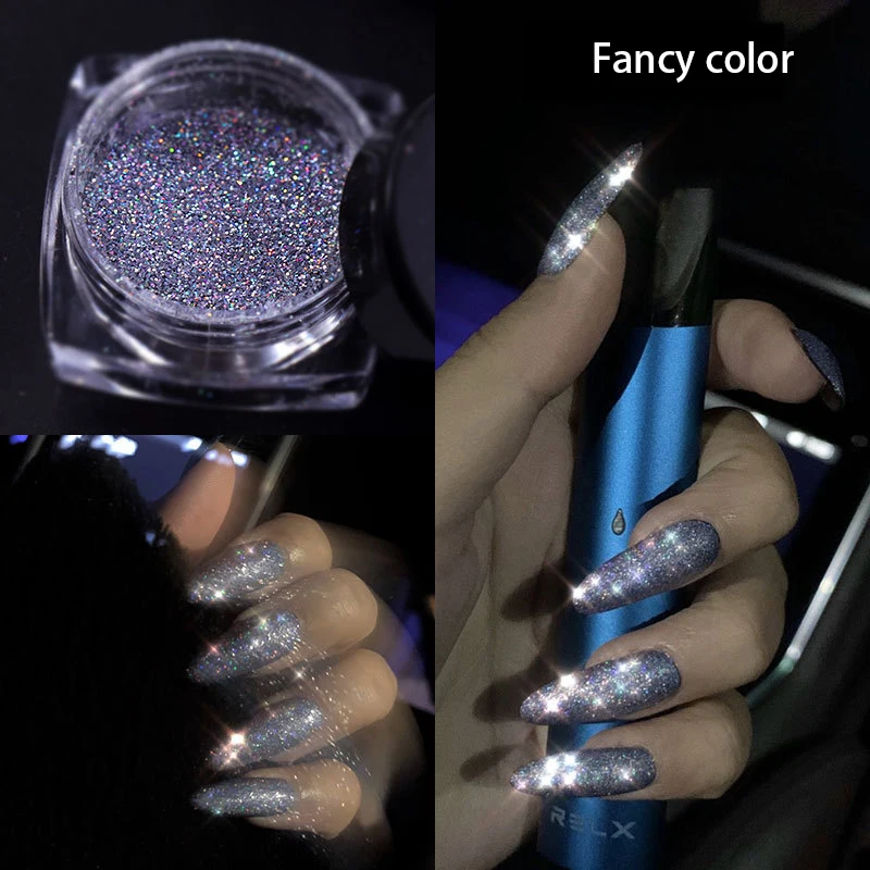 

Reflective Glitter Powder For Nail Art Holographic Shinning Crystal Rhinestones Sequins Chrome Pigment Dust Manicures Decoration