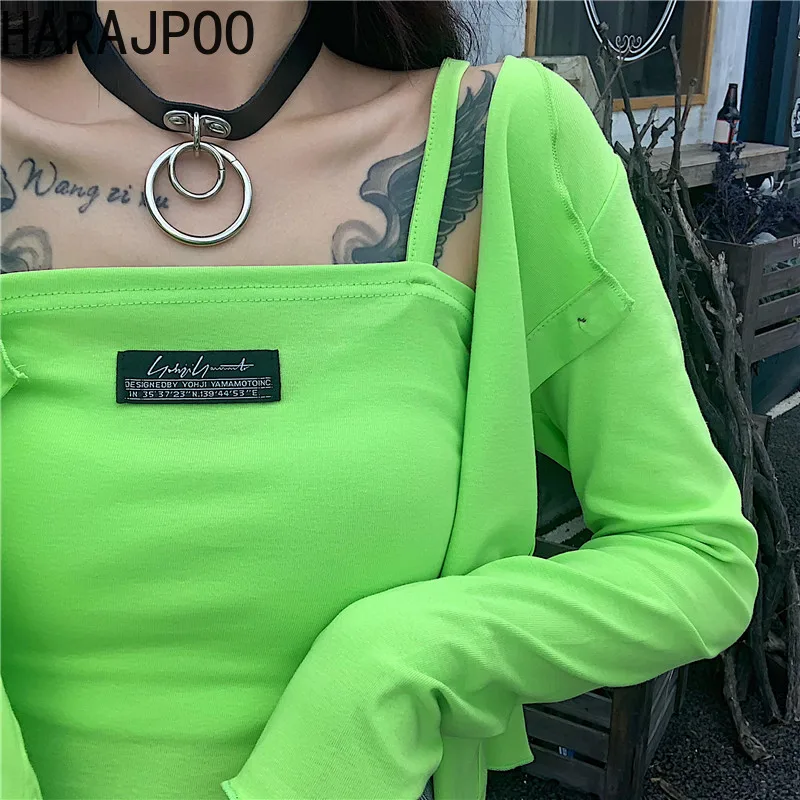 

Женский комплект из 2 предметов HARAJPOO в Корейском стиле Y2k, шикарный сексуальный жилет на бретельках в стиле Харадзюку, повседневный короткий...