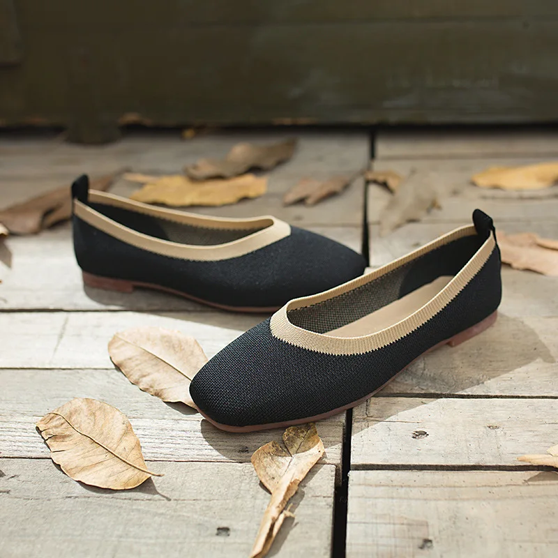 Женские сетчатые туфли в Корейском стиле лоферы на плоской подошве без застежки