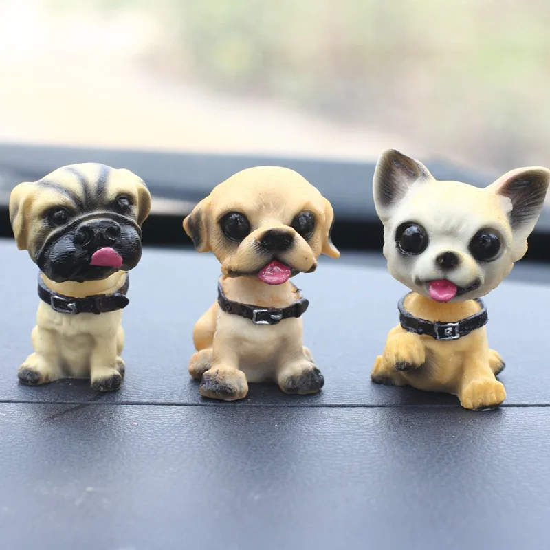 1pc Kawaii Car Ornaments Cute Shaking Head Resin Dog Puppy Figurines Auto Interior Dashboard Toys Home Desktop Furnishing Decor|Орнаменты| |