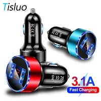 dual car charger with led display fast charger for iphone 8 11 12 xiaomi samsung s10 huawei tablet moblie phone usb car chargers