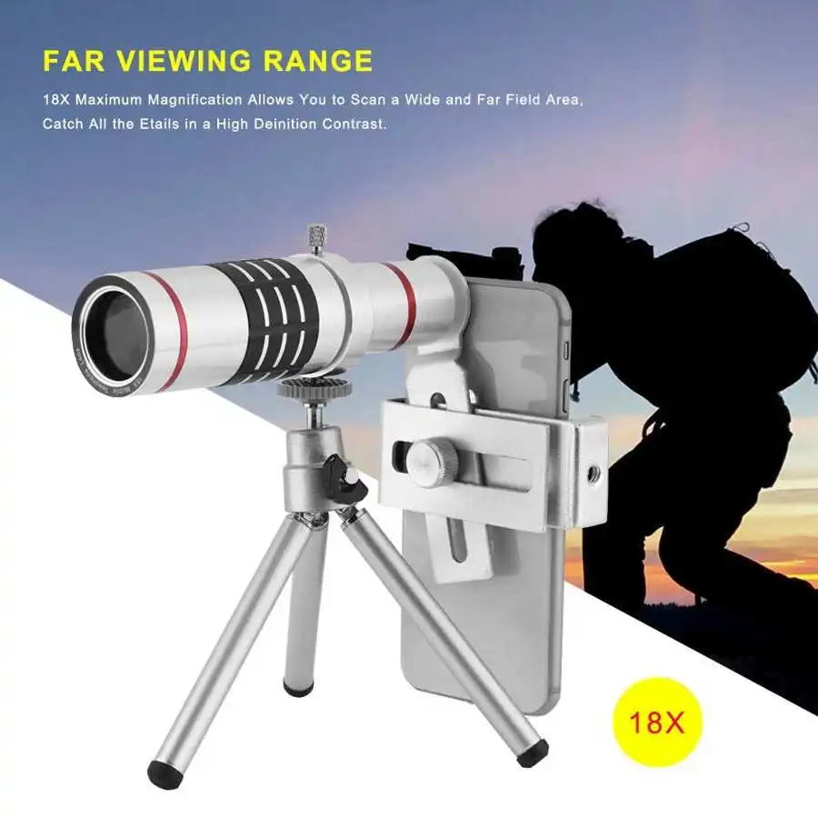 

18X High Definition Camera Lens Monocular Telescope Lens Kit with Tripod for Mobile Phone mobile phone lens