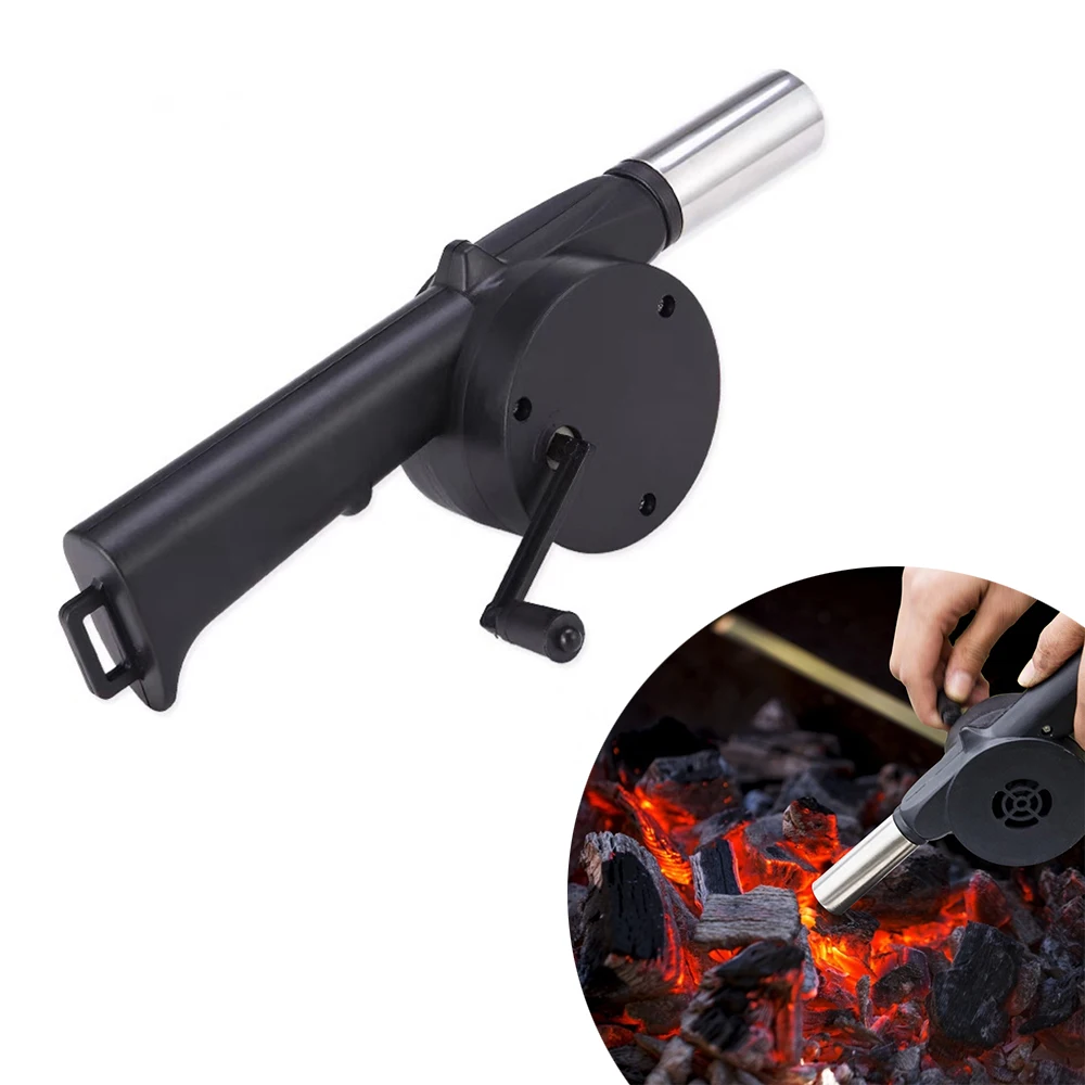 1pcs Stainless Steel Outdoor Barbecue Fan Hand-cranked Air Blower BBQ Grill Fire Bellows Tools Picnic Camping Accessories
