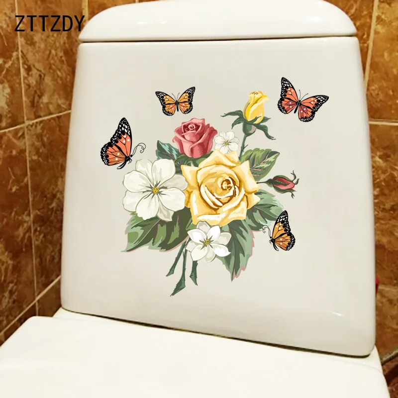 

ZTTZDY 24,8 см × 23,8 см Античная бабочка цветок дом наклейки для стены в гостиной настенные классический Туалет Декор T2-0863