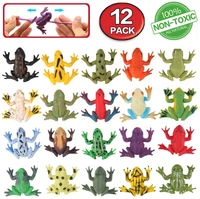 12pcs frog sets insect simulation frog forest wild animal model action figure super stretch food materials educational toy