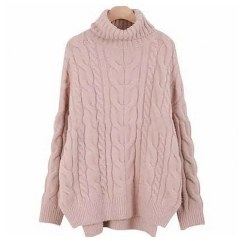 White Sweater Woman Turtleneck Pullover Long Sleeve Plus Loose Solid Color Stitching Knit Pattern Female Temperament Commuter Winter Fashion |